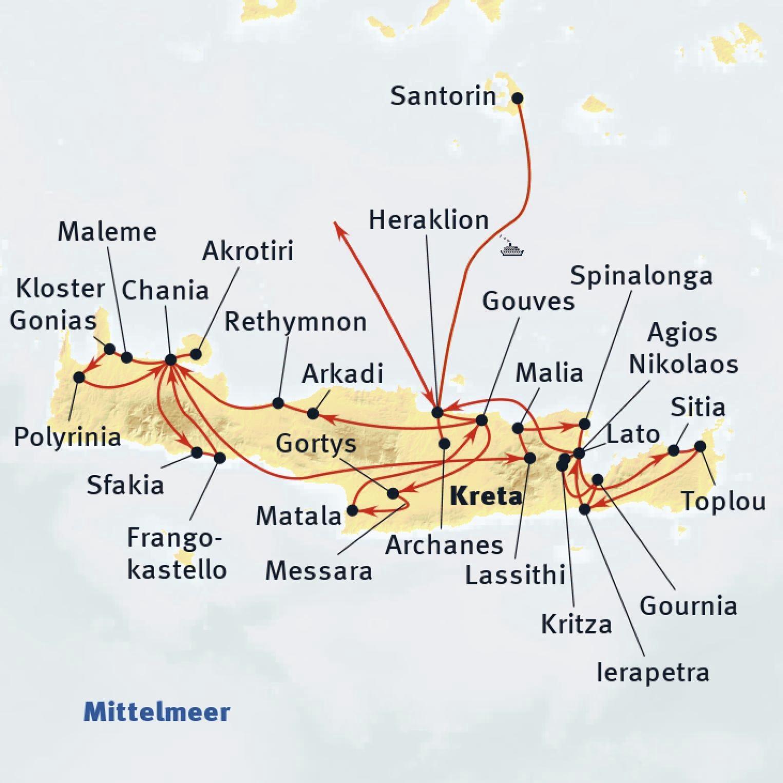 Grosse KretaRundreise mit Santorin Reise 9458